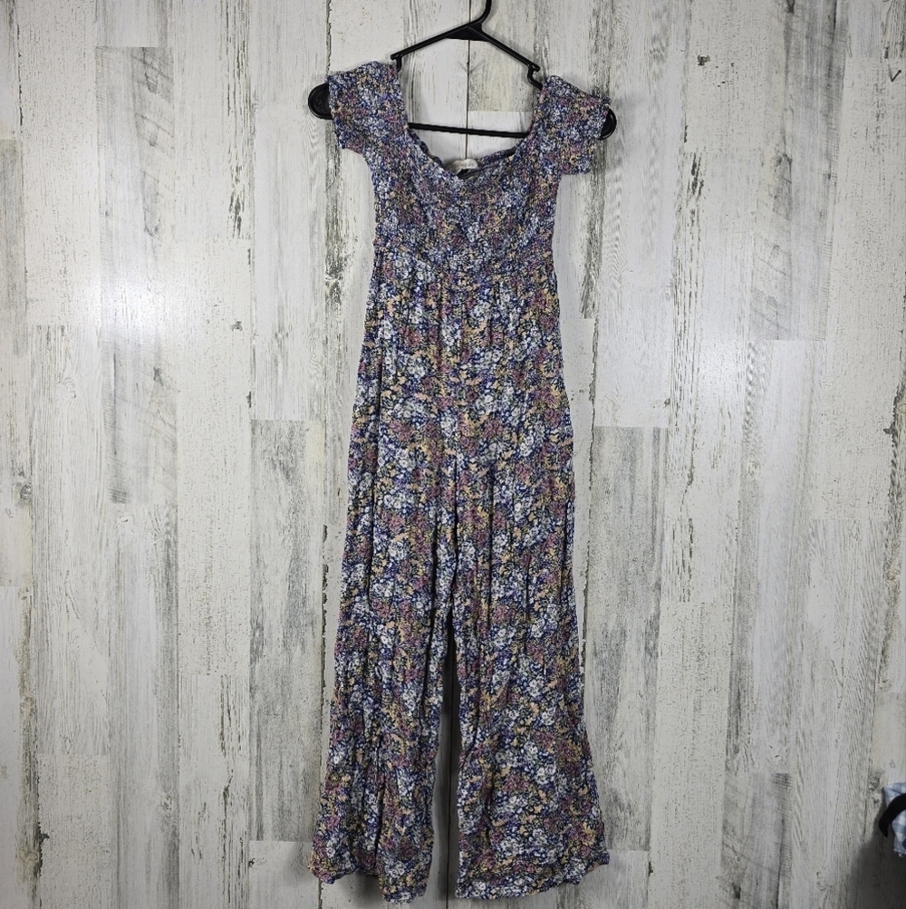 rewind floral off the shoulder jumpsuit women's size XS